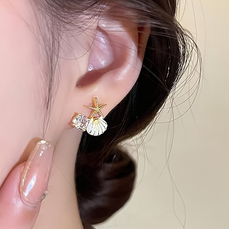 Beach Shell & Starfish Stud Earrings - Summer Party Gift